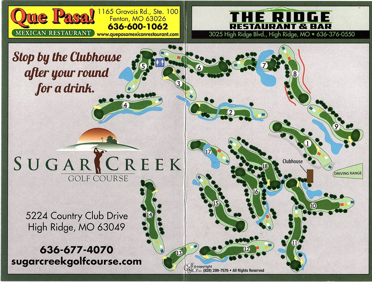 Scorecard Sugar Creek Golf Course